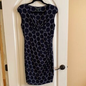 Lauren Ralph Lauren Blue Sheath Midi Dress with Sweetheart Neckline for Cocktail